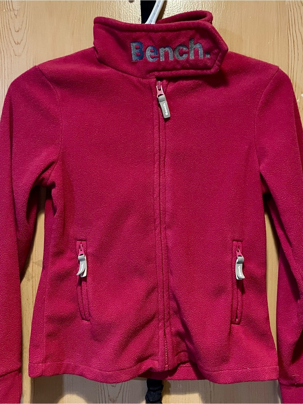 Bench Girls Magenta Pink Fleece Zip-Up High-Collar Jacket | Size 9/10